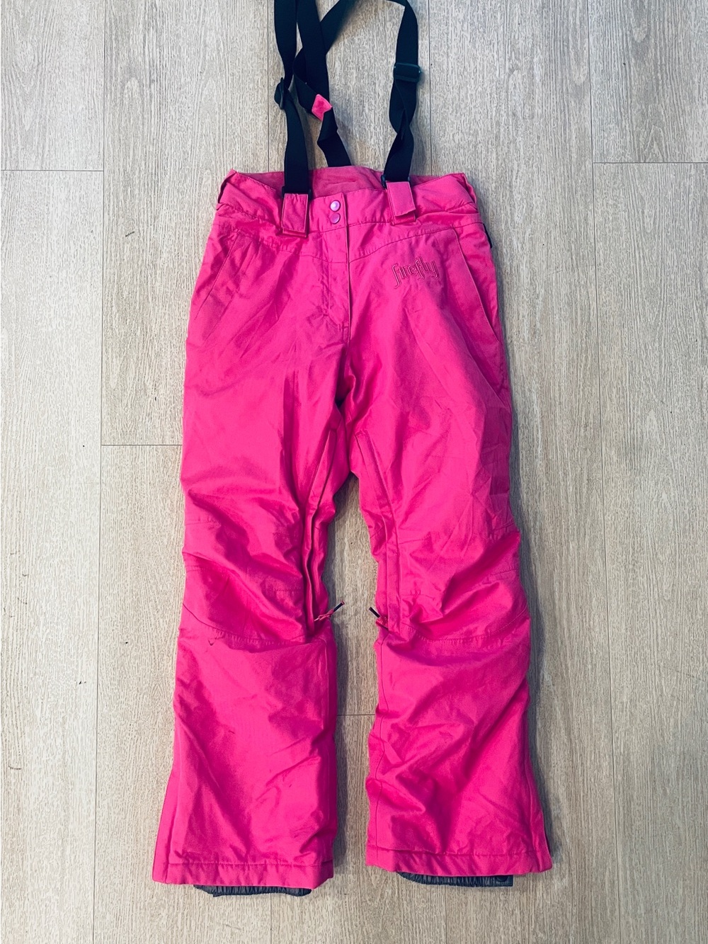 Kids Hot Pink Snow Pants with Adjustable Suspenders (M)